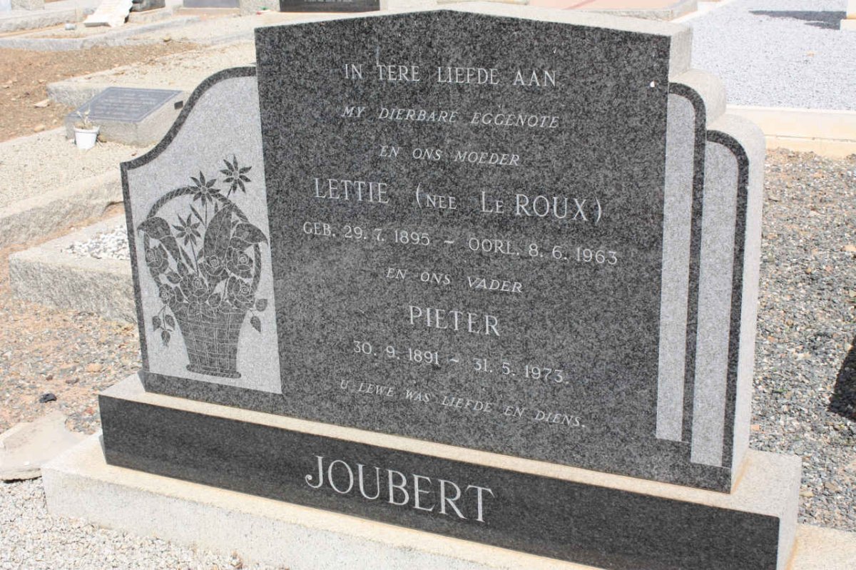 JOUBERT Pieter 1891-1973 &amp; Lettie LE ROUX 1895-1963