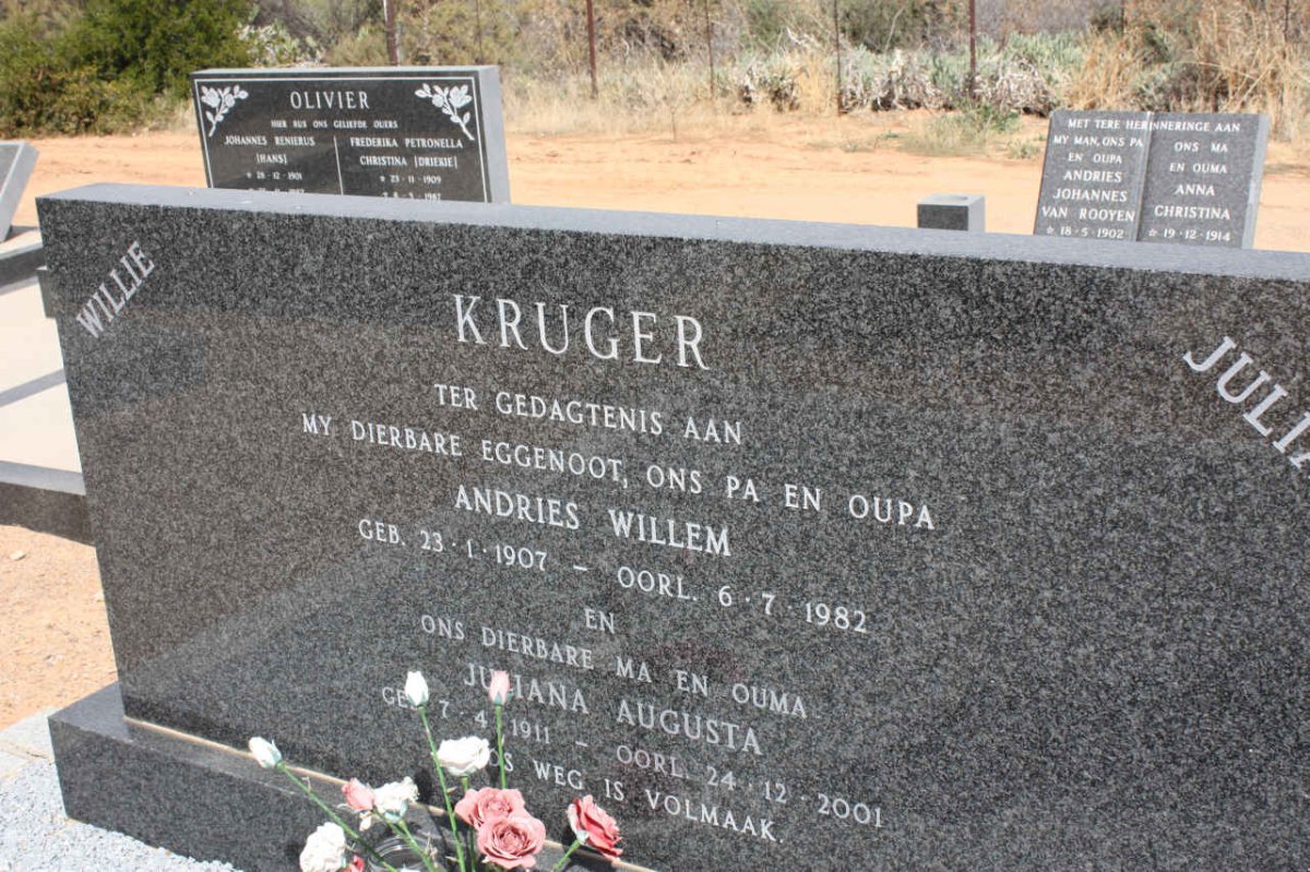 KRUGER Andries Willem 1907-1982 &amp; Juliana Augusta 1911-2001