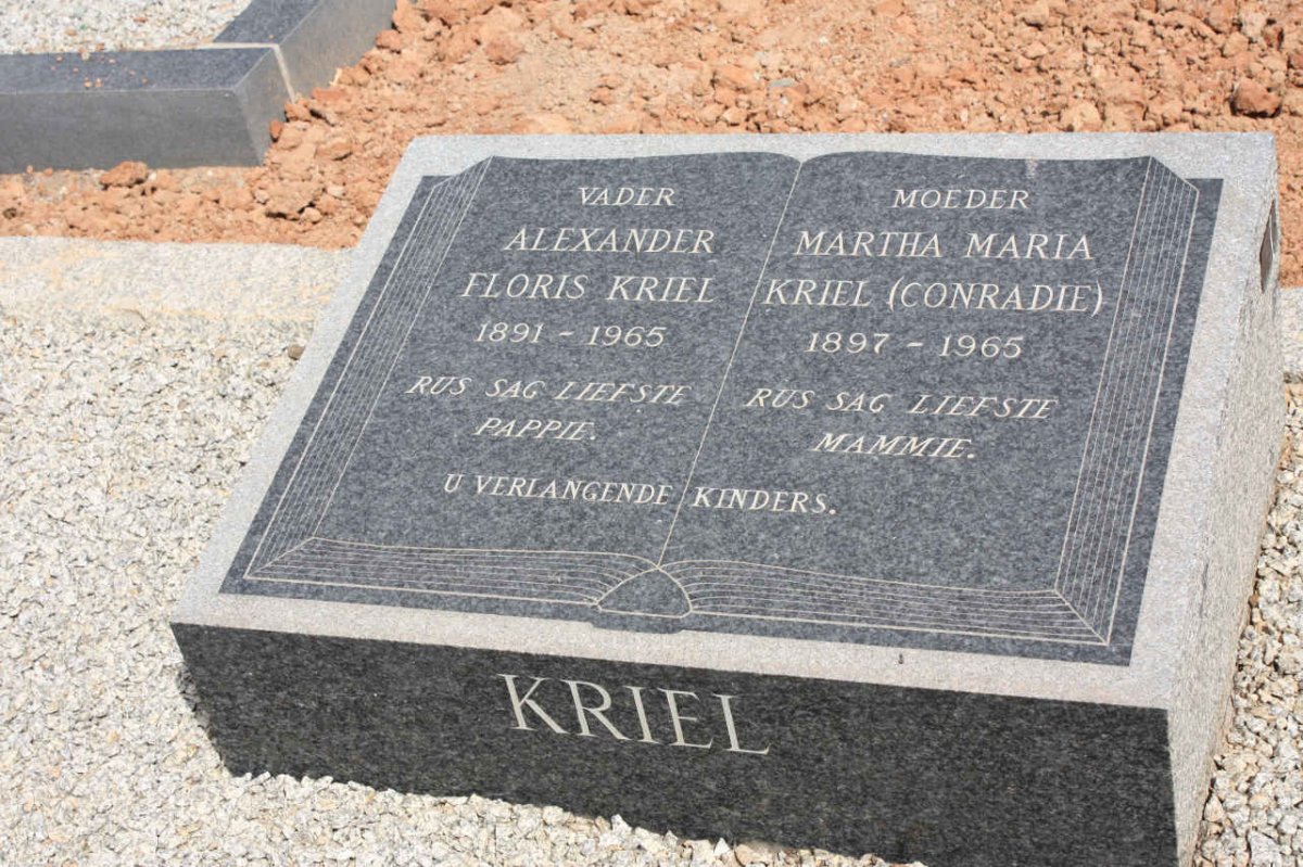 KRIEL Alexander Floris 1891-1965 &amp; Martha Maria CONRADIE 1897-1965