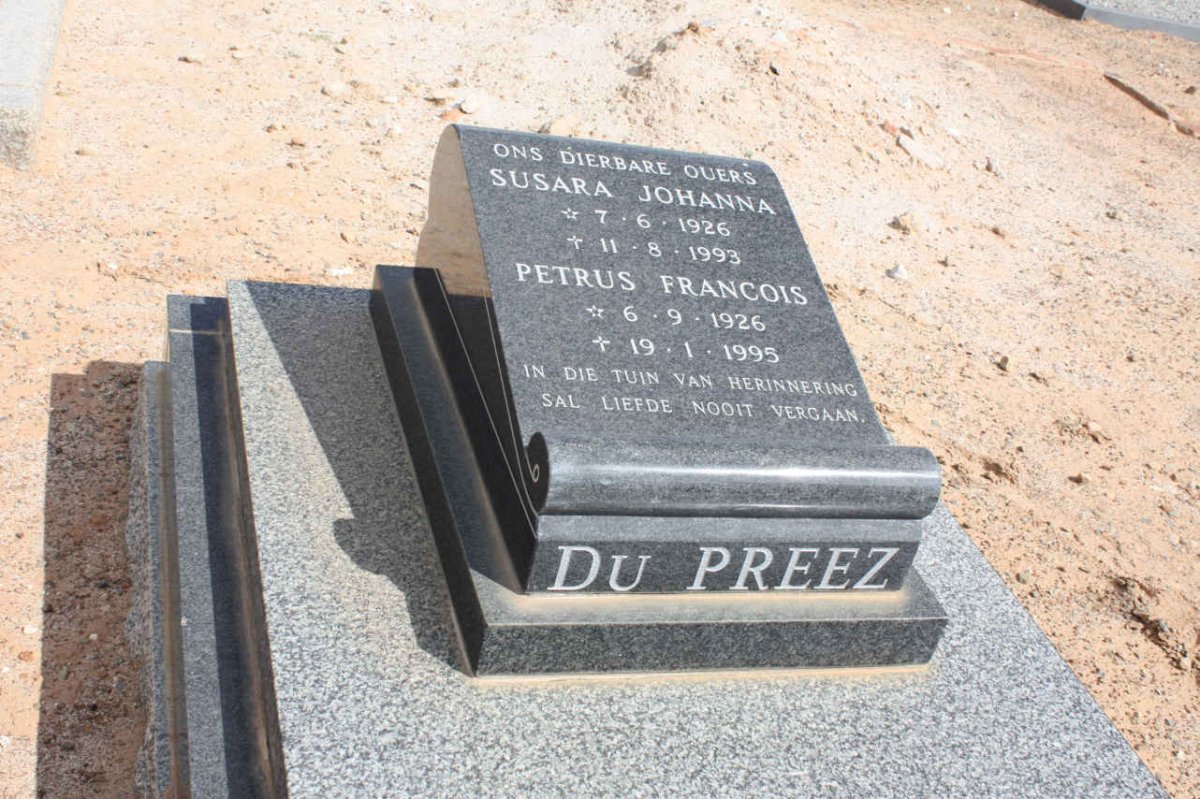 PREEZ Petrus Francois, du 1926-1995 &amp; Susara Johanna 1926-1993