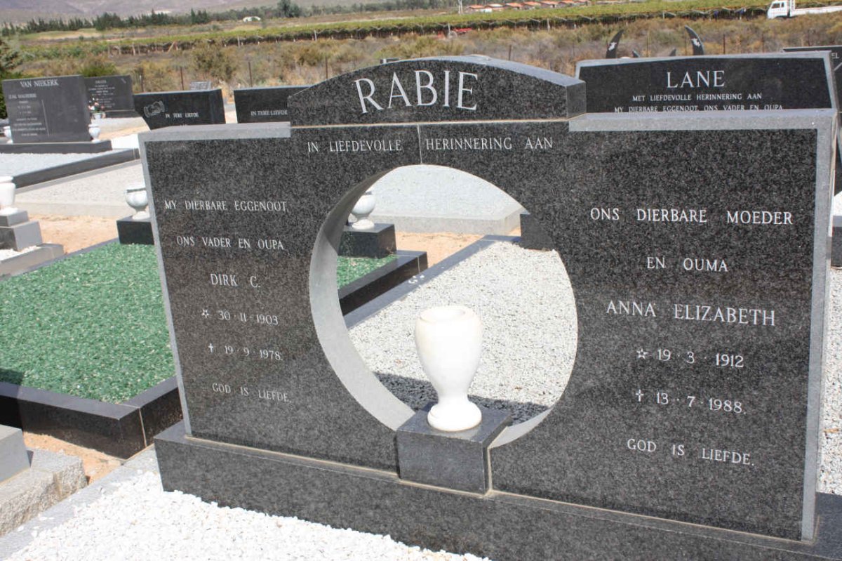 RABIE Dirk C. 1903-1978 &amp; Anna Elizabeth 1912-1988