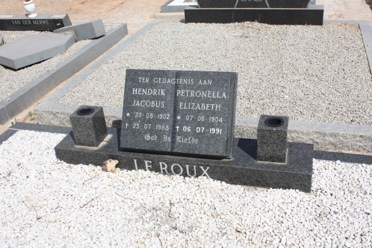 ROUX Hendrik Jacobus, le 1902-1988 &amp; Petronella Elizabeth 1904-1991