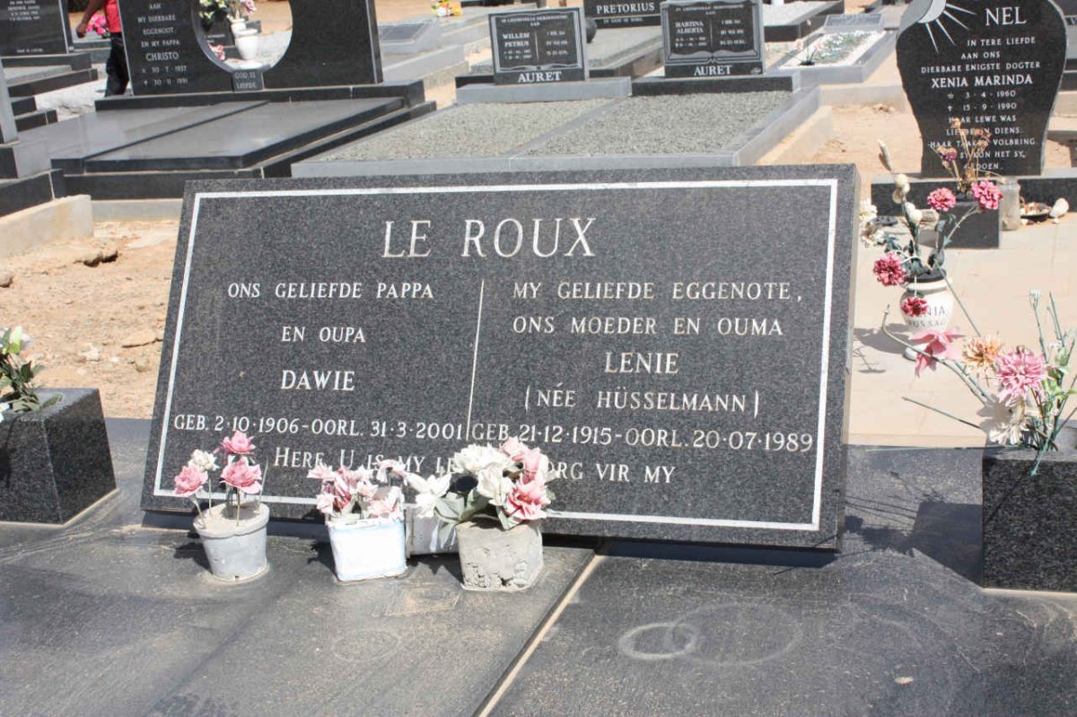 ROUX Dawie, le 1906-2001 &amp; Lenie HUSSELMANN 1915-1989