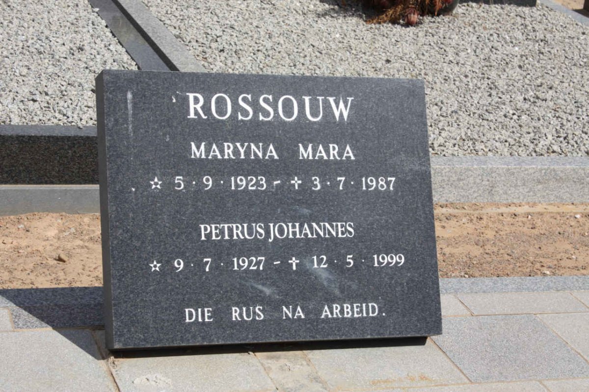 ROSSOUW Petrus Johannes 1927-1999 &amp; Maryna Mara 1923-1987