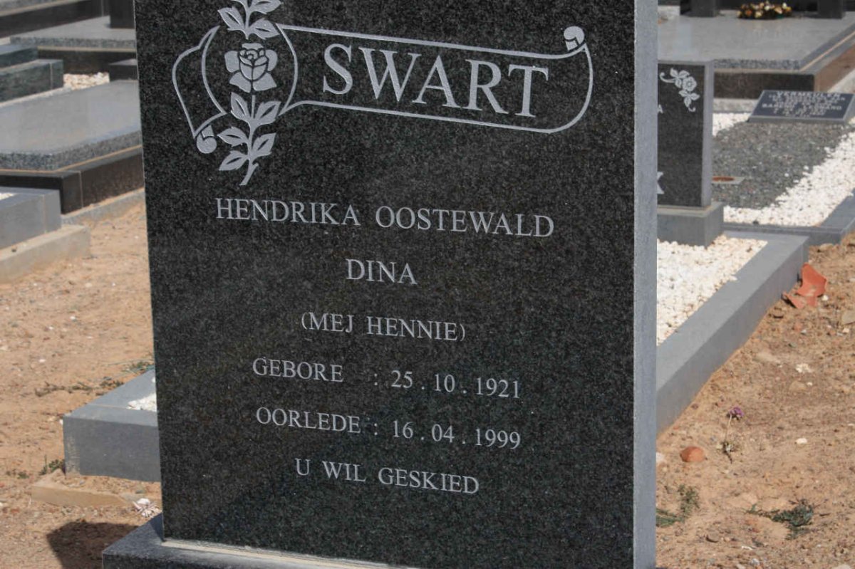 SWART Hendrika Oostewald 1921-1999