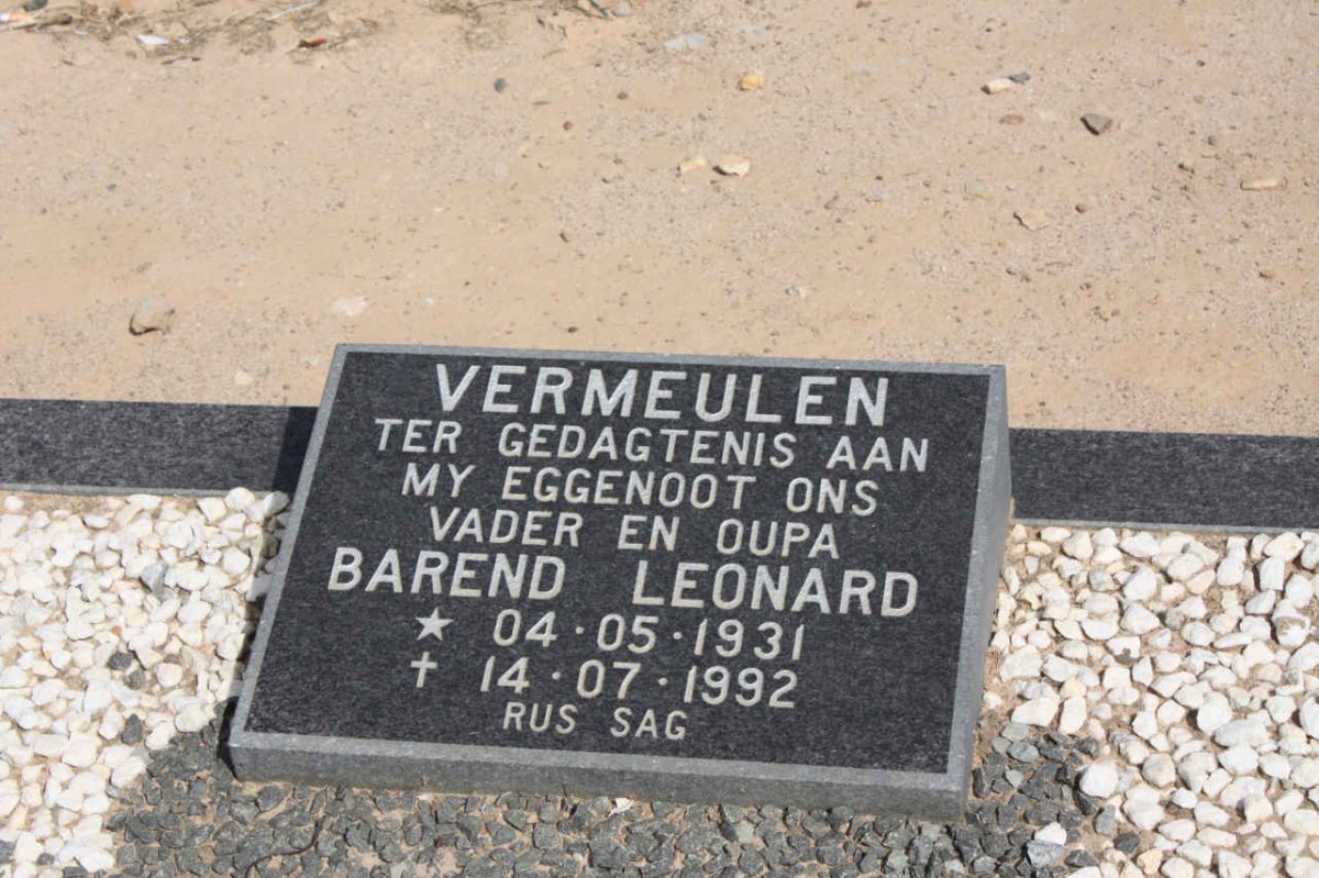 VERMEULEN Barend Leonard 1931-1992