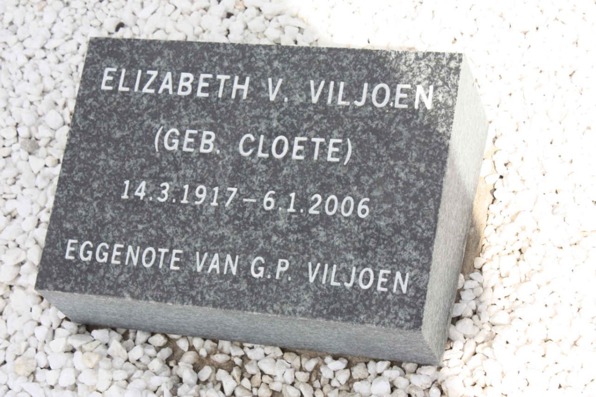 VILJOEN Elizabeth V. nee CLOETE 1917-2006