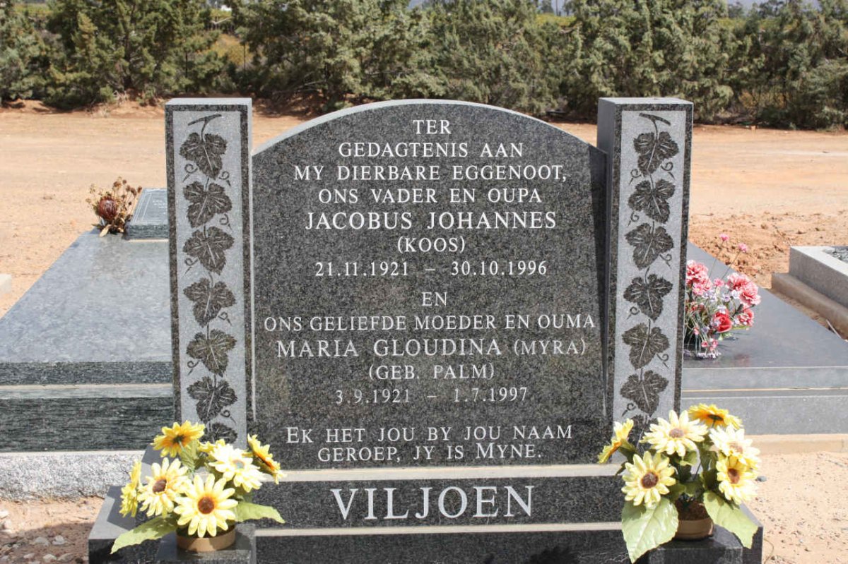 VILJOEN Jacobus Johannes 1921-1996 &amp; Maria Gloudina PALM 1921-1997