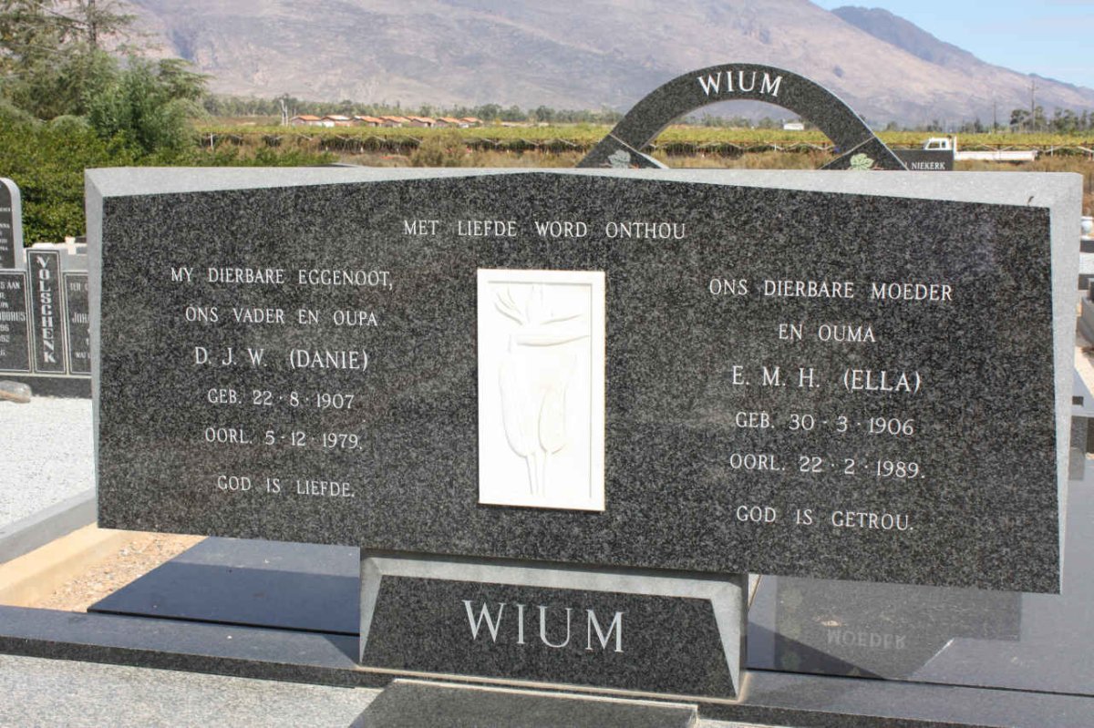 WIUM D.J.W. 1907-1979 &amp; W.M.H. 1906-1989