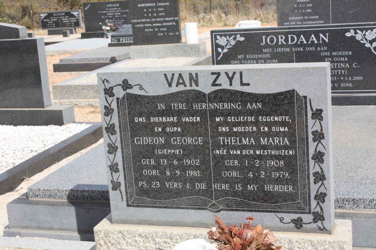 ZYL Gideon George, van 1902-1981 &amp; Thelma Maria VAN DER WESTHUIZEN 1908-1979