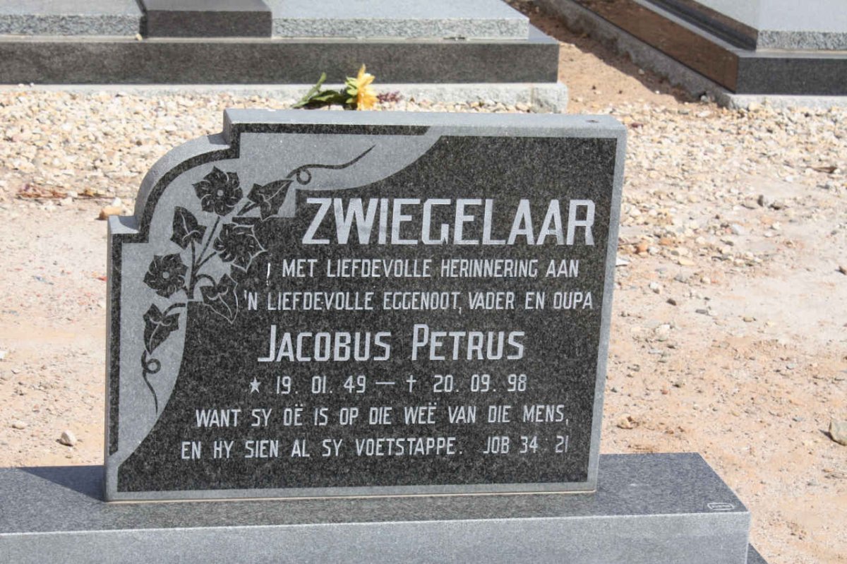 ZWIEGELAAR Jacobus Petrus 1949-1998