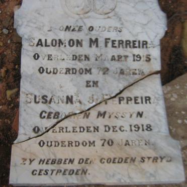 FERREIRA Salomon M. -1915 &amp; Susanna J.  MYSSYN -1918