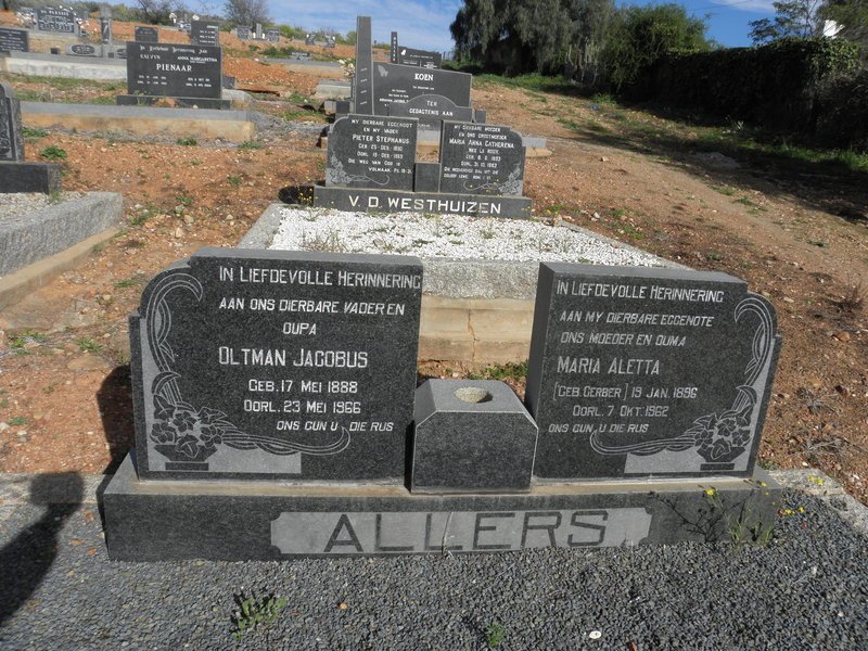 ALLERS Oltman Jacobus 1888-1966 &amp; Maria Aletta GERBER 1896-1962