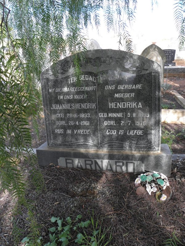 BARNARD Johannes Hendrik 1893-1961 &amp; Hendrika MINNIE 1899-1976