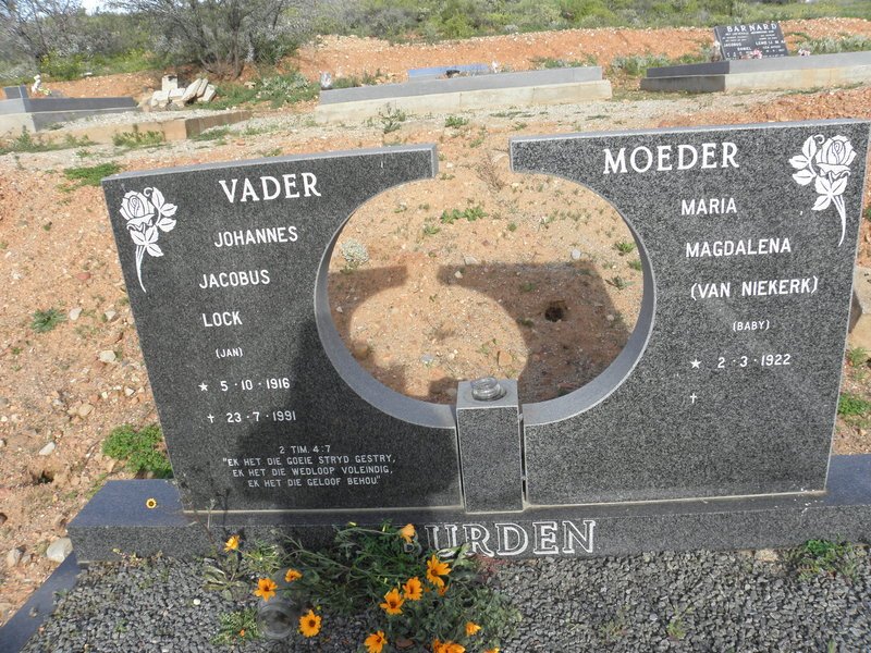 BURDEN Johannes Jacobus Lock 1916-1991 &amp; Maria Magdalena VAN NIEKERK 1922-
