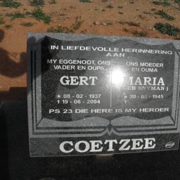 COETZEE Gert 1937-2004 &amp; Maria SNYMAN 1945-