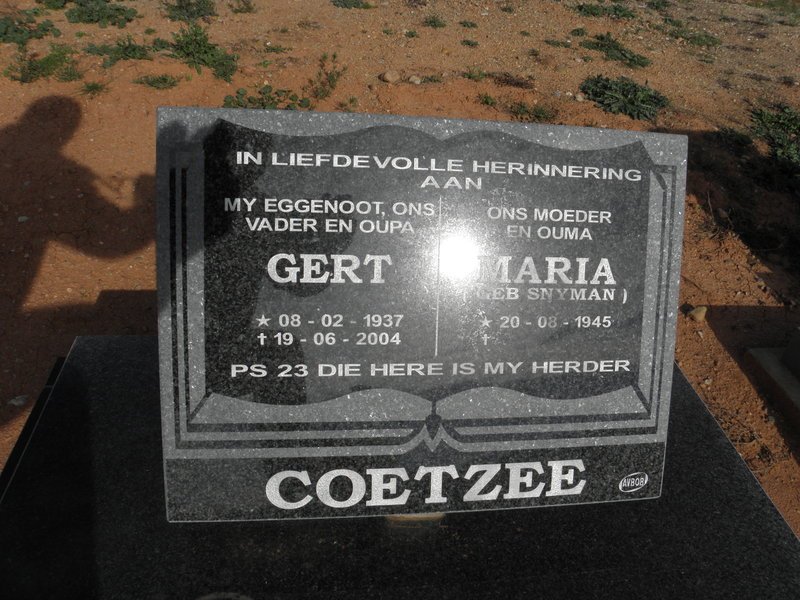 COETZEE Gert 1937-2004 &amp; Maria SNYMAN 1945-