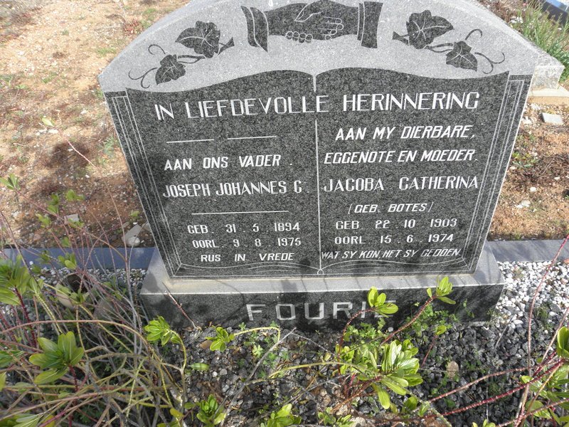 FOURIE Joseph Johannes C. 1894-1975 &amp; Jacoba Catharina BOTES 1903-1974