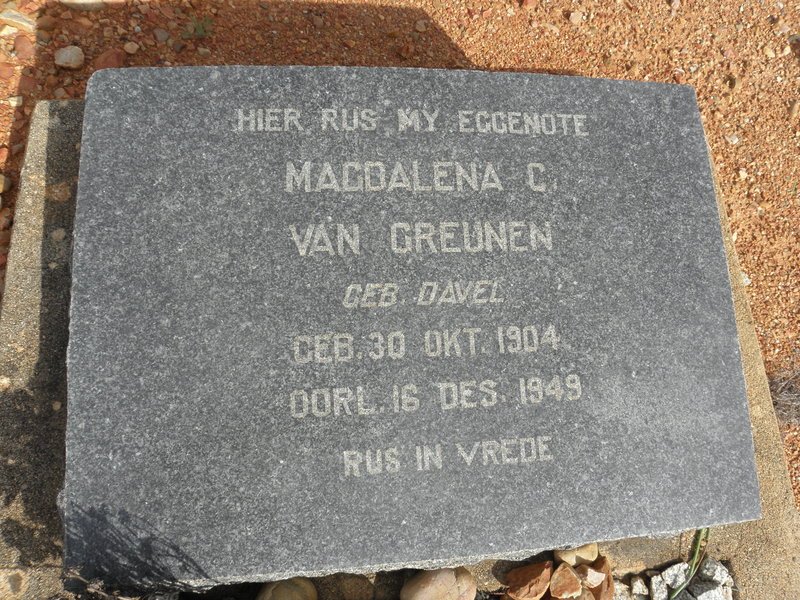 GREUNEN Magdalena C., van nee DAVEL 1904-1949