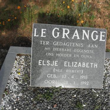 GRANGE Elsje Elizabeth, le nee RIEKERT 1918-1992