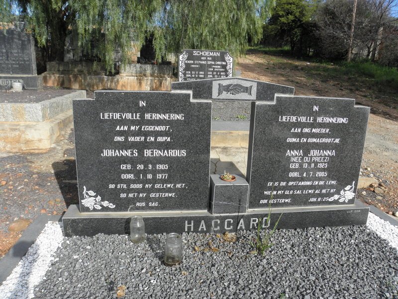 HAGGARD Johannes Bernardus 1905-1977 &amp; Anna Johanna DU PREEZ 1925-2005