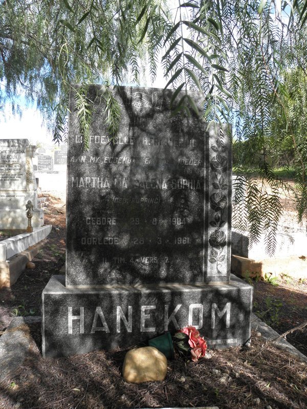HANEKOM Martha Magdalena Sophia nee RUPPING 1884-1961