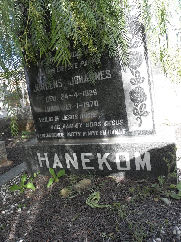 HANEKOM Jurgens Johannes 1926-1970