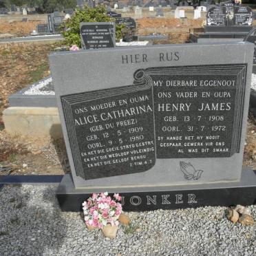 JONKER Henry James 1908-1972 &amp; Alice Catharina DU PREEZ 1909-1980