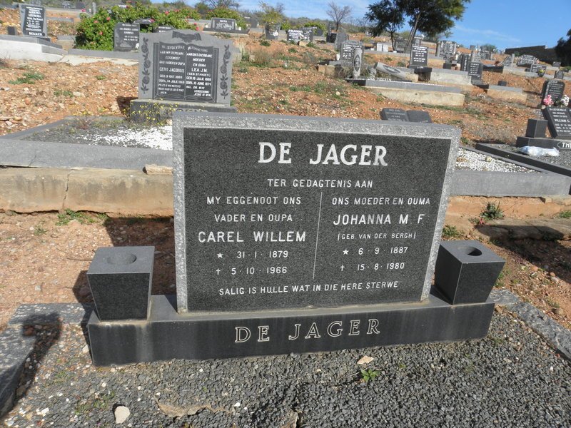 JAGER Carel Willem, de 1879-1966 &amp; Johanna M.F. VAN DER BERGH 1887-1980