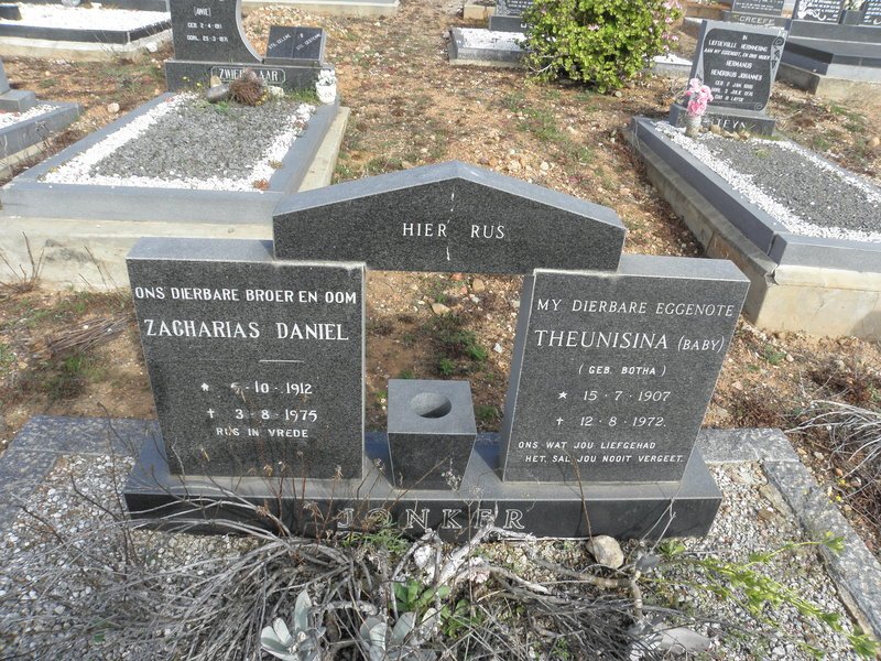 JONKER Zacharias Daniel 1912-1975 &amp; Theunisina BOTHA 1907-1972