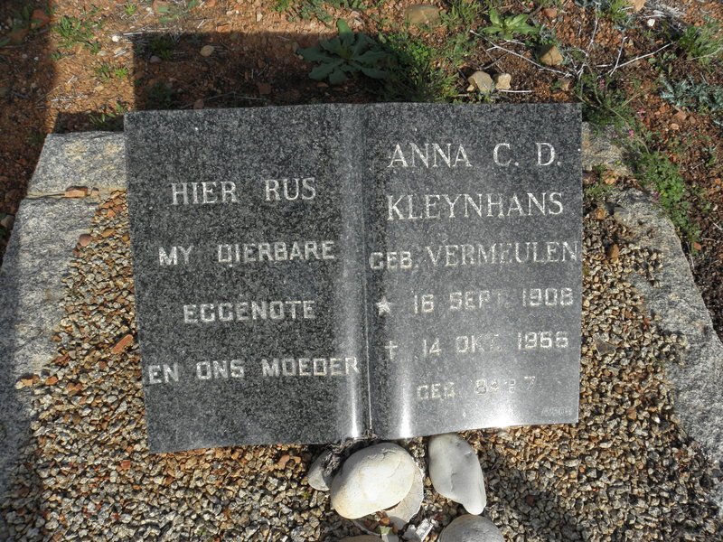 KLEYNHANS Anna C.D. nee VERMEULEN 1908-1966