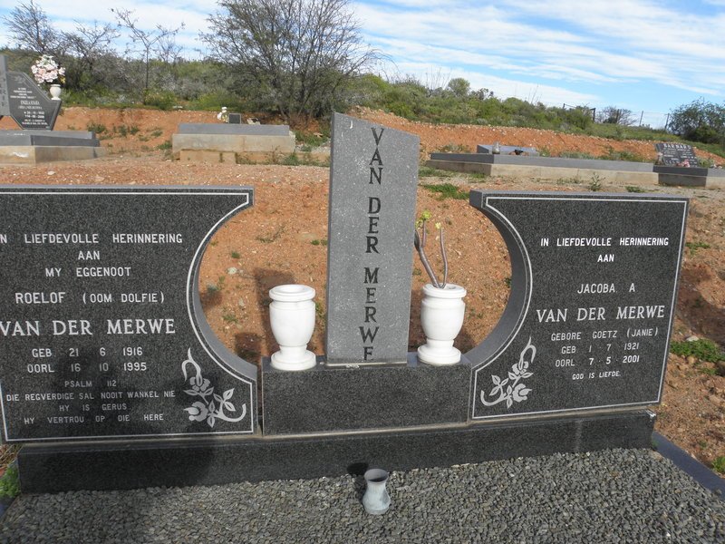 MERWE Roelof, van der 1916-1995 &amp; Jacoba A. GOETZ 1921-2001