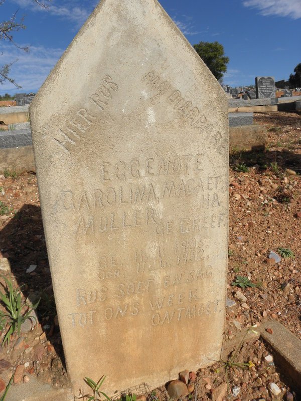 MULLER Carolina Magretha nee GREEF 1905-1962
