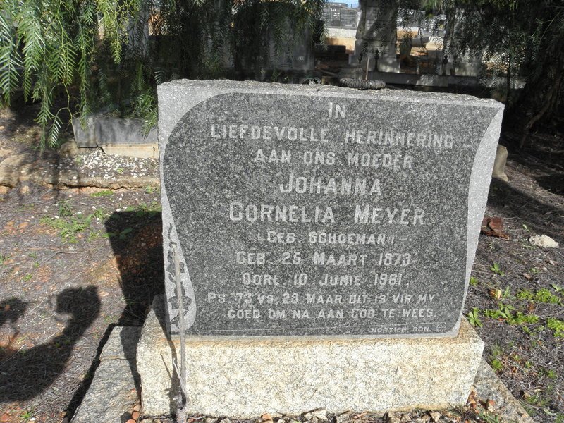 MEYER Johanna Cornelia nee SCHOEMAN 1873-1961