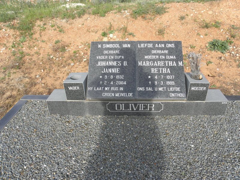 OLIVIER Johannes B. 1932-2004 &amp; Margaretha M. 1937-1999