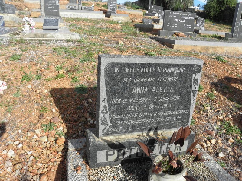 POTGIETER Anna Aletta nee DE VILLIERS 1891-1964