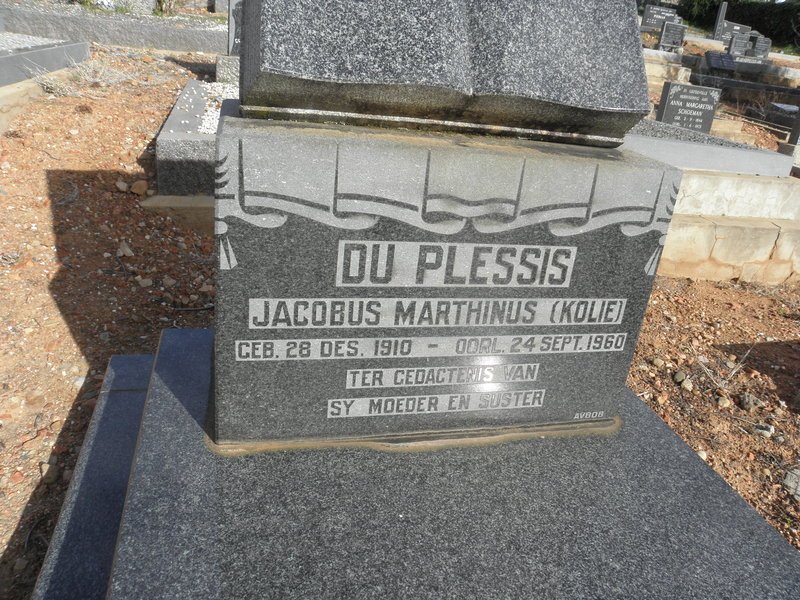 PLESSIS Jacobus Marthinus, du 1910-1960