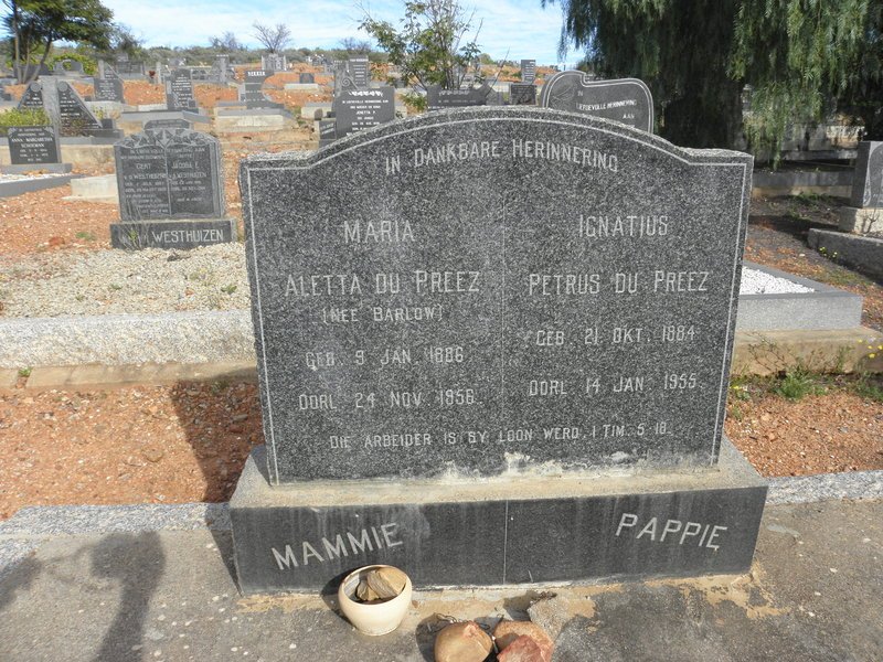 PREEZ Ignatius Petrus, du 1884-1955 &amp; Maria Aletta BARLOW 1886-1956