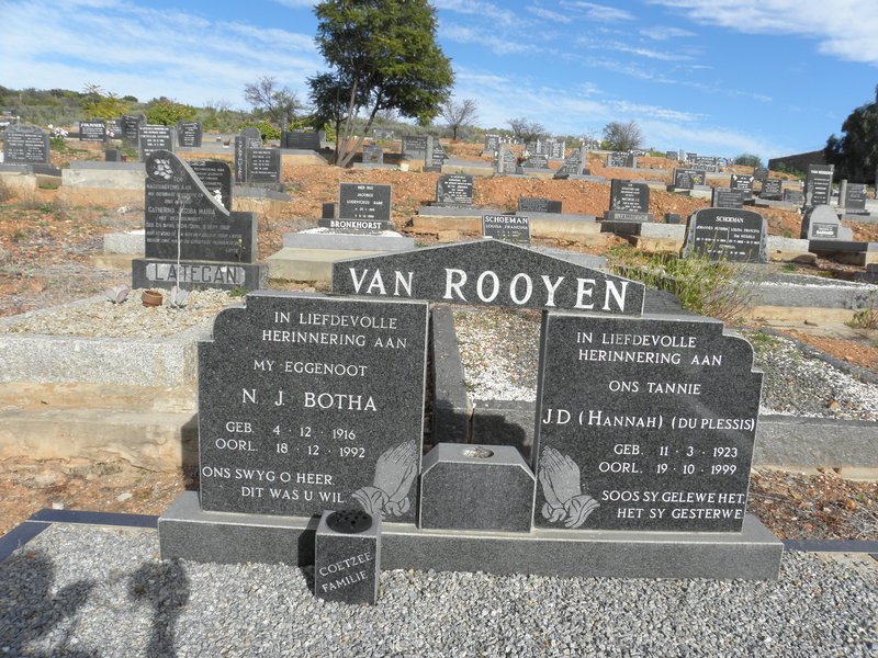 ROOYEN N.J. Botha, van 1916-1992 &amp; J.D. DU PLESSIS 1923-1999