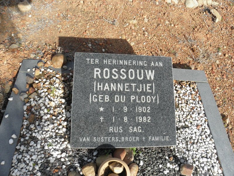 ROSSOUW Hannetjie nee DU PLOOY 1902-1982