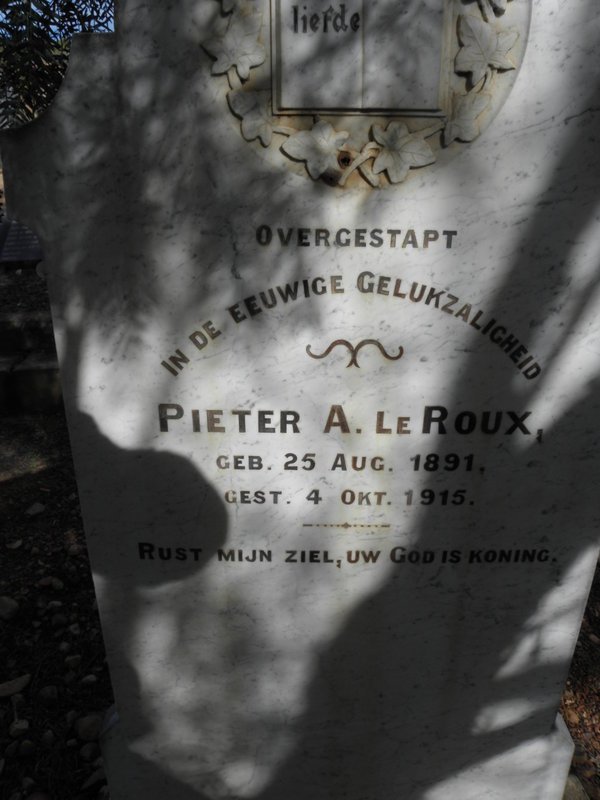 ROUX Pieter A., le 1891-1915