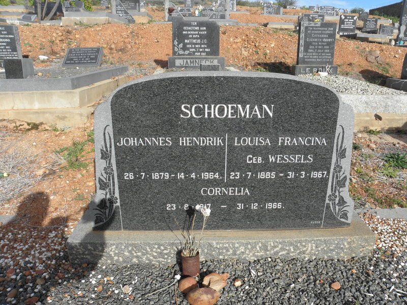 SCHOEMAN Johannes Hendrik 1879-1964 &amp; Louisa Francina WESSELS 1885-1967 :: SCHOEMAN Cornelia 1917-1966