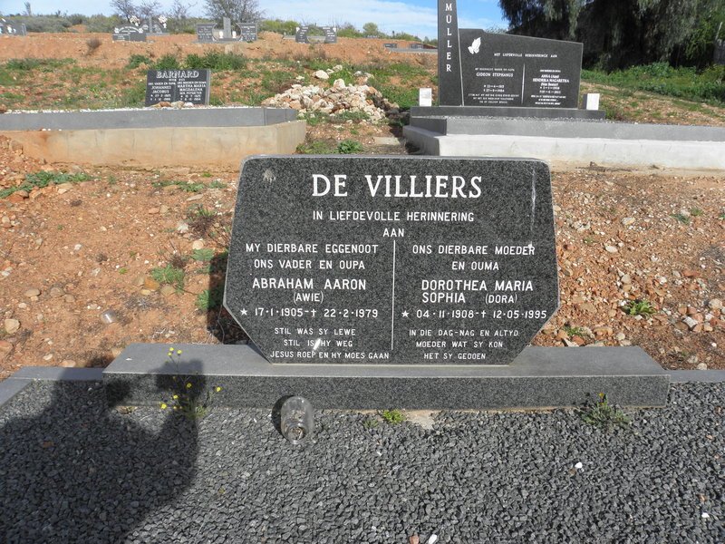 VILLIERS Abraham Aaron, de 1905-1979 &amp; Dorothea Maria Sophia 1908-1995