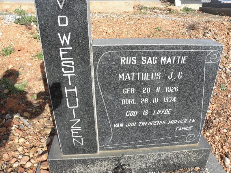 WESTHUIZEN Mattheus J.C., v.d. 1926-1974