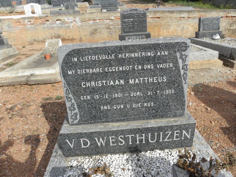 WESTHUIZEN Christiaan Mattheus, v.d. 1901-1950