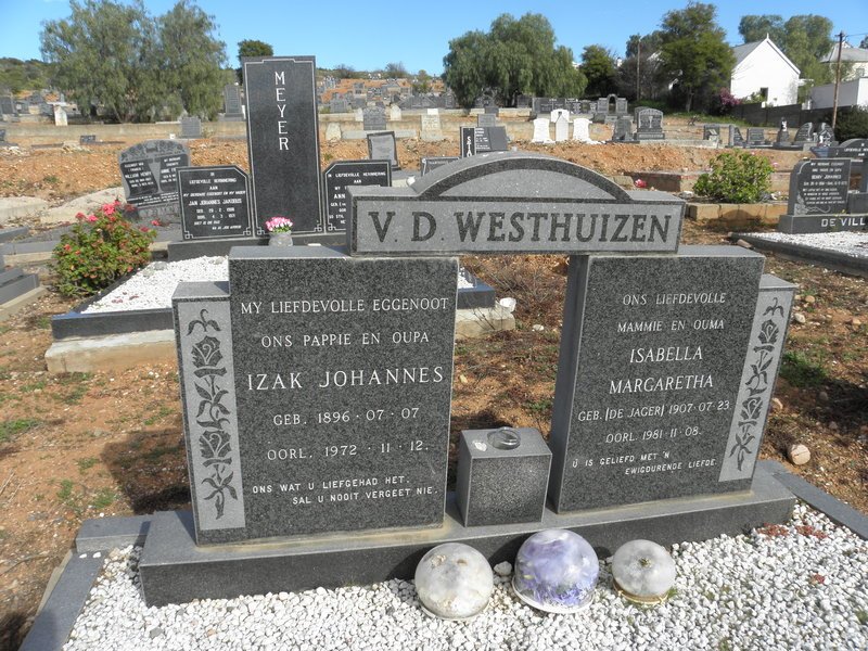 WESTHUIZEN Izak Johannes, v.d. 1896-1972 &amp; Isabella Margaretha DE JAGER 1907-1981