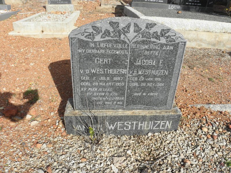 WESTHUIZEN Gert 1887-1959 &amp; Jacoba E. 1881-1964