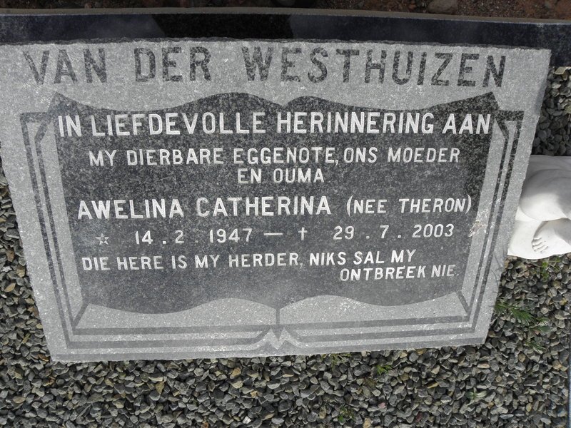 WESTHUIZEN Awelina Catherina, van der nee THERON 1947-2003