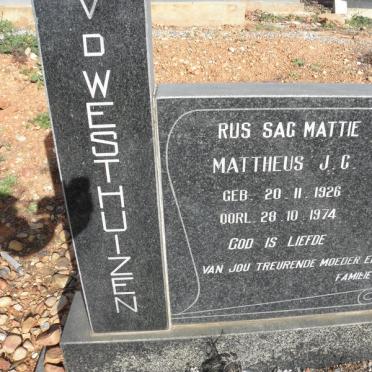 WESTHUIZEN Mattheus J.C., v.d. 1926-1974