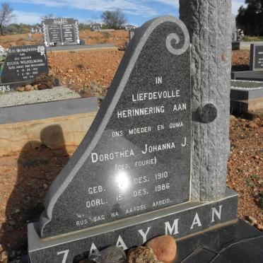 ZAAYMAN Dorothea Johanna J. nee FOURIE 1910-1986